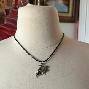 fairy moon pendant becklace black silver